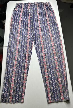 1970’S-80’S Vintage Andrew McMullan Floral Pull On Pants for Women, 30” Waist